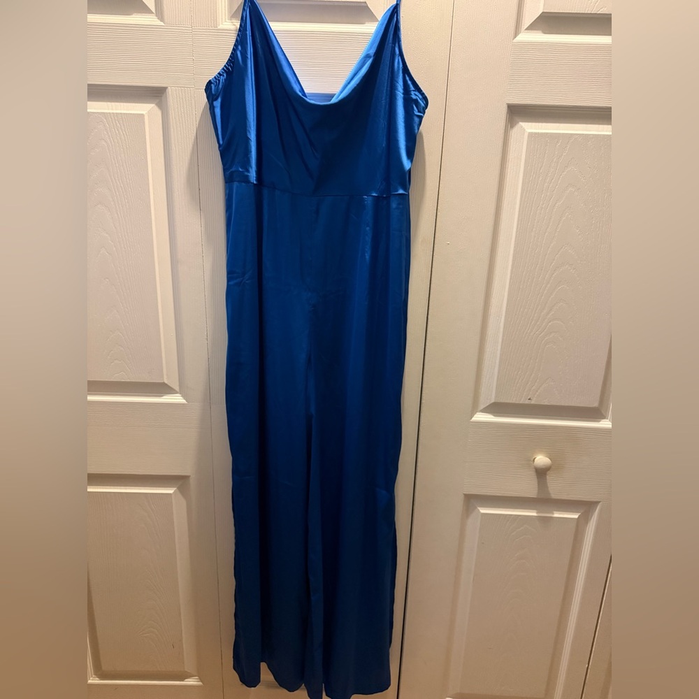 Elegant Blue Satin Jumpsuit